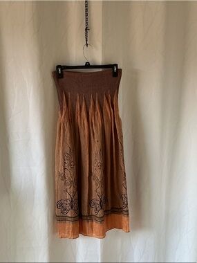 Lapis Two-Tone Brown & Rust Maxi Skirt